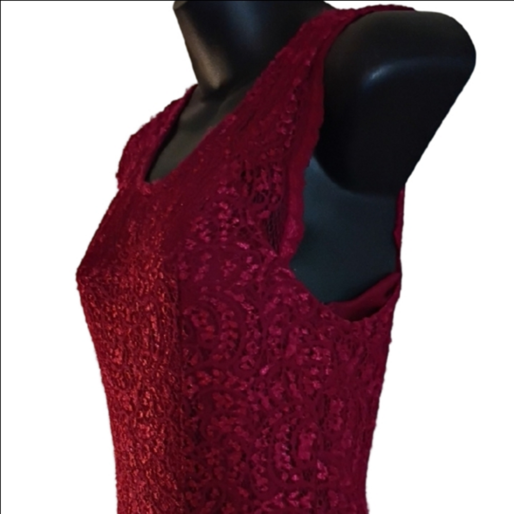 Burgundy Sheen  Lace Dress By City Studio. Great Boho Vibes. Size Small. - Picture 5 of 15